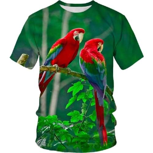Fashion Casual Mens T-Shirt 3D Bird Print This Summer New Round Neck Short-Sleeved Hot-Selling Oversized T-Shirt Sportswear
