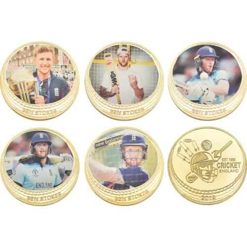 WR Cricket Superstar Ben Stokes Gold Plated Coins Collectibles with Coin Holder Challenge Coins Original Christmas Gift for Men