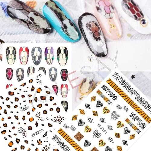 Snake Leopard Nail Sticker for Nails Decoration Decals Back Glue Sticker Foil Manicure for Nail Art Sticker Design Decoration