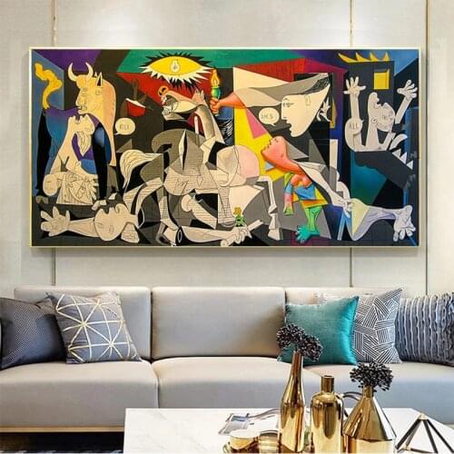 Guernicas Famous Picassos Works Art Poster Canvas Oil Painting Replica Print Furniture Living Room Decoration Wall Painting
