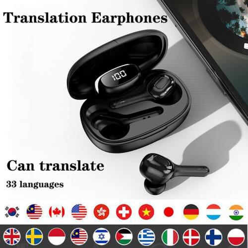 TWS Translation Earphones Speak 33 Languae Bluetooth 5.0 Wireless Headphone Instant Voice Sports Business Headset with MIC