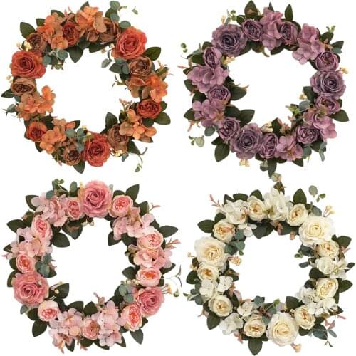 Peony Vine Garland Front Door Wall Wreath Welcome Sign for The