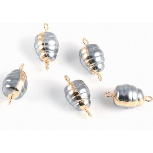 Natural Freshwater Pearl Pendant Oval Double hole connector Pendants for Jewelry Making DIY Bracelet Necklaces Accessories