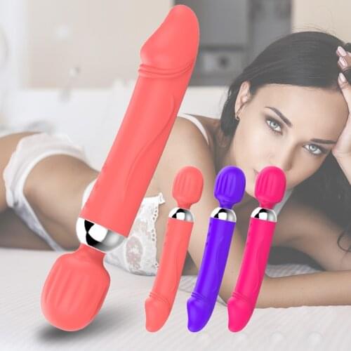 Double Headed AV Stick Dildo Realistic Vibrator Intimate Goods Products Fidget Sex Toys for Women Adults 18 Vagina Clitoris Shop