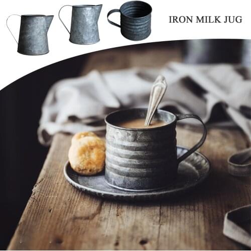 Photography Props Retro Drinkware Vintage Wrought Iron Vase Milk Jug Old Handle Cup Food Fruit Coffee Cup Kitchen Shooting Tool