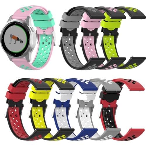 18mm Watch Strap Band For Garmin Vivoactive4s Sport Smart Watch Bracelet Accessories Two-color Silicone Breathable Wristband