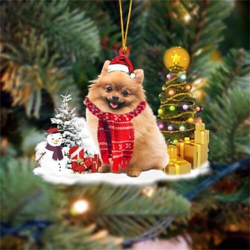 Christmas Drop Pendant Creative Dog Snowman Christmas Tree Hanging Ornaments Xmas Decorations 2021 Family Creative DIY Gift
