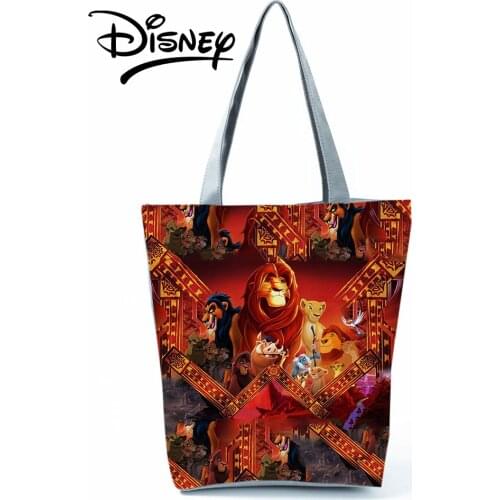 Disney The Lion King Handbags Women Shoulder Bag High Capacity Reusable Shopping Bag Female Outdoor Travel Beach Bag Portable