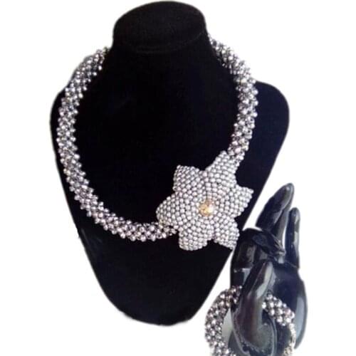 Dudo Store African Jewelry Set Nigerian Wedding Flower Necklace Set Fine Jewellery Set 2019 With Bracelet Earrings Party