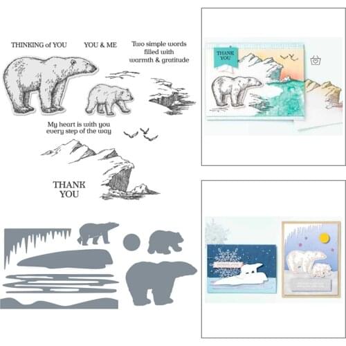 Christmas Polar Bear Metal Cutting Dies and Stamps DIY Scrapbook Album Paper Card Decoration Craft Handmade Knife Die