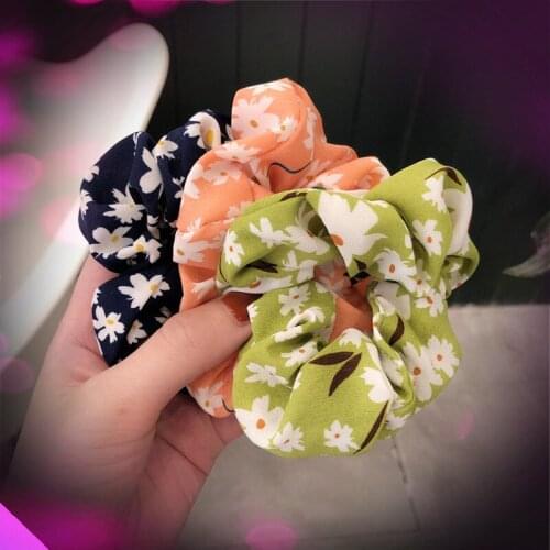 Wholesale 10 Small floral striped fabric hair band for girls elastic hair band rubber band headdress rope ponytail hair ring