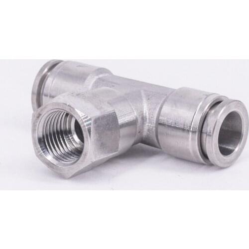 1/8" 1/4" 3/8" 1/2" BSPP Female x 6/8/10/12mm Push In Tee 3 Way Pneumatic 304 Stainless Quick Connector Release Air Fitting