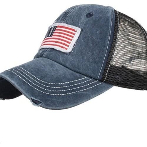 Vintage Washed Messy High Bun Hat Ponycaps Baseball Cap Distressed Trucker Mesh Vented Ponytail Haps America Flag Pony Dad Hat
