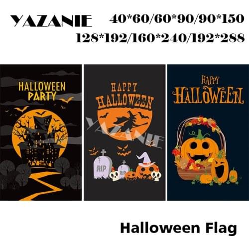 YAZANIE 60*90cm/90*150cm/120*180cm/160*240cm/192*288cm Happy Halloween Party Flag Large Custom Flag Decoration Printed Banner