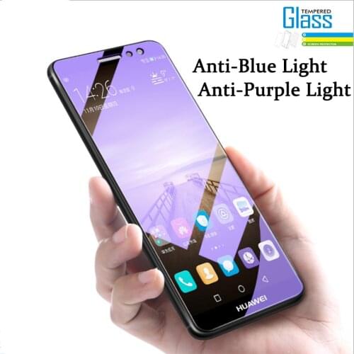 Anti Blue Purple light Tempered Glass For Huawei Honor 9 10 20 Lite 9X 7X Pro 10i V10 V20 8X 8 Screen Protector Phone Glass