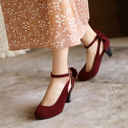 Tapered Heel Flock Hollow Pumps With Metal Buckle Thick Heel Suede Casual Shoes For Women Round Toe Comfortable Office Shoes