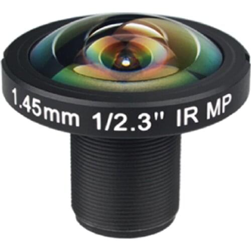 1/2.3" F2.2 9mp 1.45mm 190 degree 4k m12 fisheye lens for CCTV IP camera