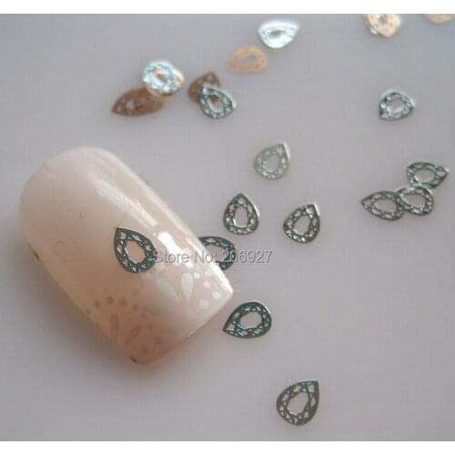 MS325-1 100pcs Silver Cute Drop Metal Sticker Nail Art Metal Sticker Nail Art Decoration Non-adhesive Sticker