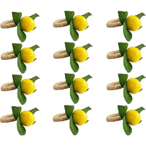 12Pcs Simulation Lemon Plant Napkin Ring Fruit Meal Buckle Hotel Model Room Napkin Ring