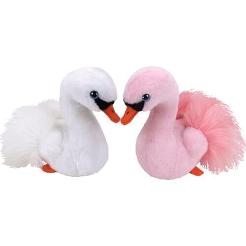 15CM Ty Big Eye Beanie Plush Animal Doll Stuffed Toys White Pink Swan Soft Animal Toy Children Valentines Day Gift