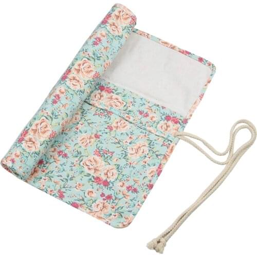 20 Pockets Art Paint Brushes Case Roll Up Pen Holder Canvas Pouch Bag