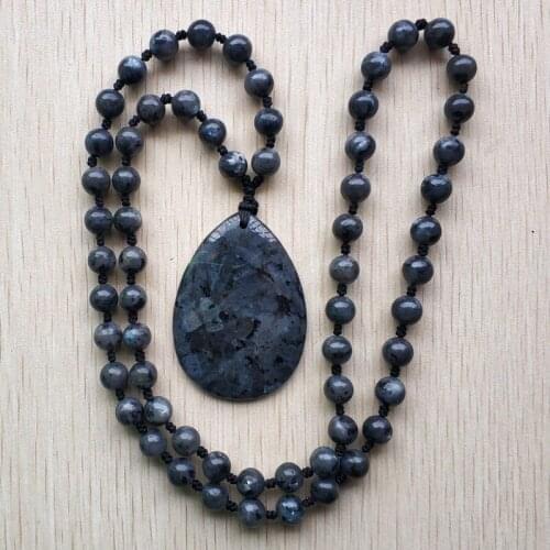 2019 new fashion best selling good quality natural stone pink crystal water drop shape pendants & necklace jewelry free shipping