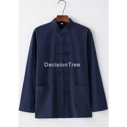 2021 chinese traditional style tops wing chun shirt men taiji tai chi blouse kung fu jacket linen loose classic tang suit tops