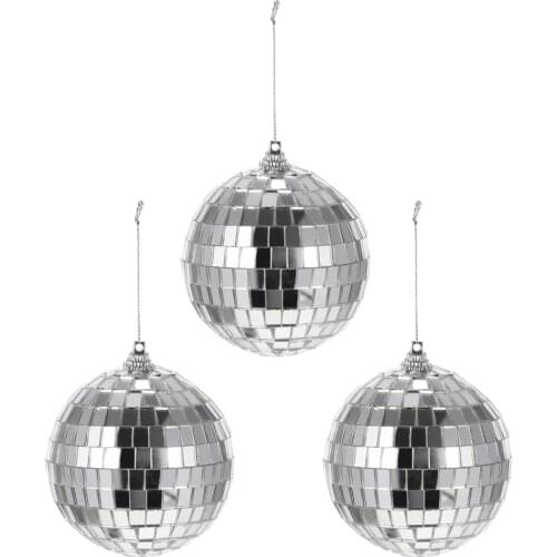 3pcs 8cm Glass Mirror Balls Reflective Balls Hanging Disco Party Decor