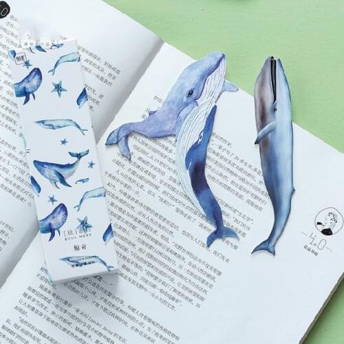30PCS New Creative Cute Vivid Giant Whale Fish Paper Bookmark Stationery Bookmarks Book Holder Message Card School Supplies