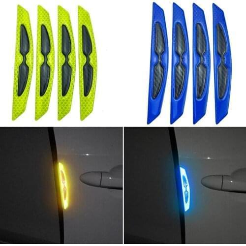 4pcs/Let Car Reflective Strips Carbon Fiber Guard Stickers For Peugeot 206 207 208 301 307 308 408 407 508 2008 3008 4008 5008