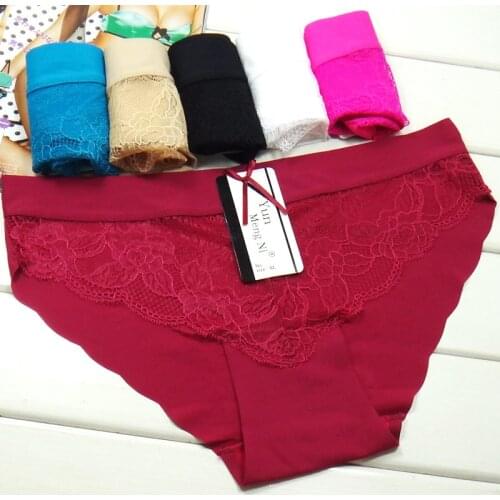 Free Shipping 3pcs/lot New Womens Panties Girl Briefs Spot Ice Silk Ladies Underwear Seamless One-Piece Womens Briefs 89063