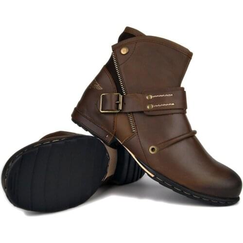 Fashion Cowhide Genuine Leather Gothic Skull ne Leather Man Military Uniform Boots Punk Shoes Mid-calf Boots Steam Shoes Male