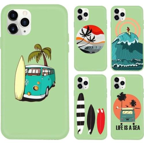 Hot Sea wave surf summer surfing ocean Phone Case Candy Color for iPhone 11 12 mini pro XS MAX 8 7 6 6S Plus X SE 2020 XR