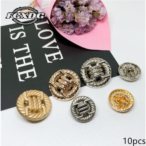 Knotted Design Decorative Buttons for Crafts Sewing Accessories Buttons Golden Metal 20mm Snap Buttons for Clothing Shirt Jacket