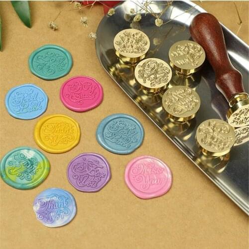 Birthday Merry Christmas Wedding Invitation Sealing Retro Wood Wax Seal Stamps Holiday Series Decorative thank you wish love