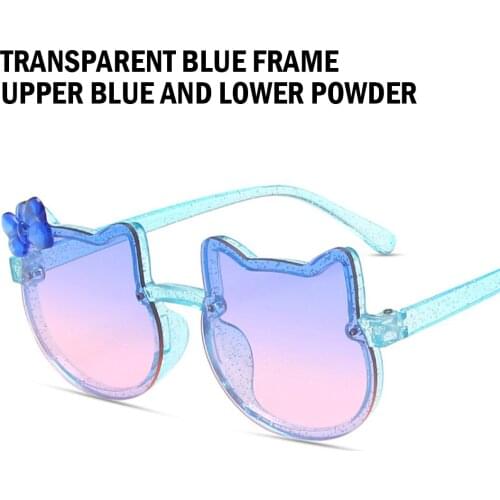 Childrens Fashion Gradient Color Glasses Sunglasses 2021 New Shiny Bow Sunglasses Cute Cat Children Glasses