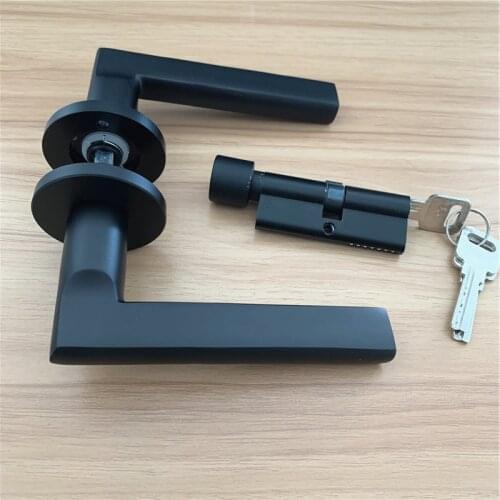 LCH Modern Style Aluminium Alloy Matte Black Door Handle DOOR KNOB WITH Lock Keys DOOR Pull Hardware Furniture Pull