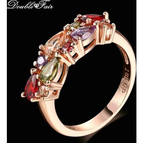 Double Fair Rose Gold Color Classical Mona Lisa Inlay Jewelry Made With Multicolor Crystal For Women As Chirstmas Gift DFR484