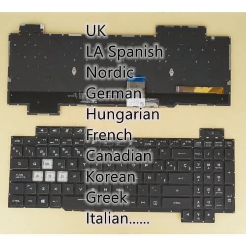 French Canadian Korean Greek Italian Keyboard For Asus ROG Strix Hero II GL504G GL504GM GL504GS GL504GV GL504GW, RGB Backlight