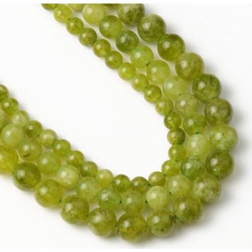 Natural Stone Peridot Round Beads 6/8/10mm Olivine Loose Spacer Beads for Jewelry Making Handmade Diy Bracelet Necklace 15 Inch