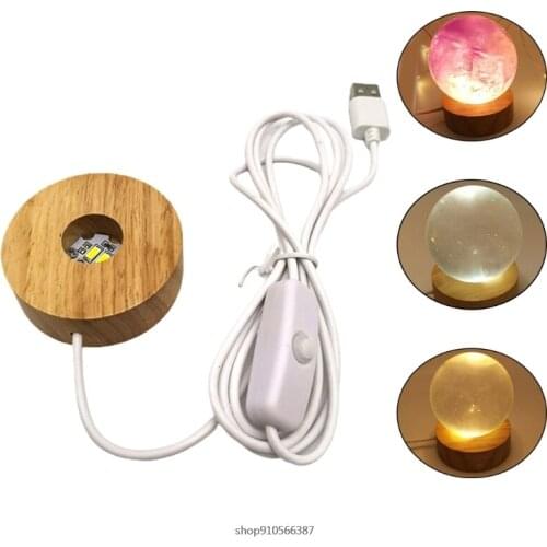 Round Wooden 3D Night Light Base Holder LED Display Stand for Crystals Glass Ball Illumination Lighting Accessories Wholesales