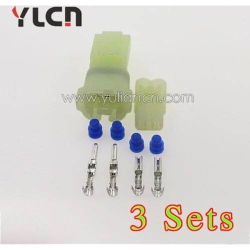 Hot selling 3 Sets Kits 2 Pin Way Brand New Brand Waterproof Seal Electrical Wire Connector For Car Plugs Set Free Shipping