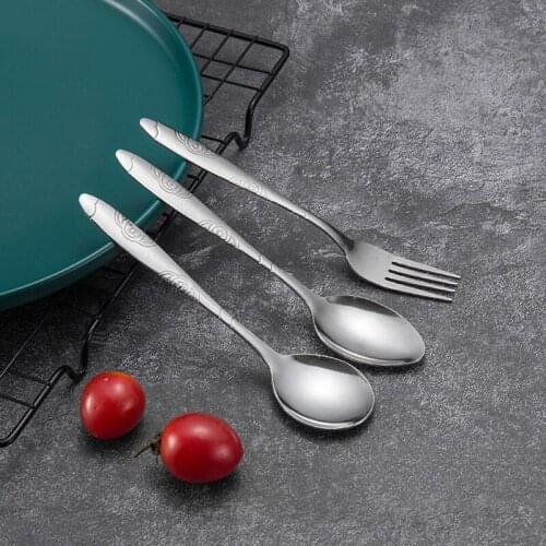 2pcs 401 Stainless Steel Spoon Restaurant Canteen Hotel Rice Spoon Butterfly Spoon Cake Fork