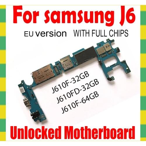 32GB 64GB Logic Boards Official Version Full Chips Mainboard Unlocked For Samsung Galaxy J6 2018 J610F J610FD Motherboard