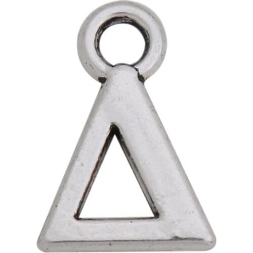 RAINXTAR Fashion Antique Silver Color Alloy Greek Delta Letter Charms 50pcs 10*14mm AAC836