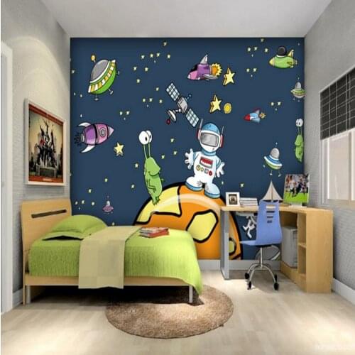 Cartoon Cosmos Spaceship Murals Custom Large Children Wallpapers for Kids Bedroom Home Decor Photo Wall Papers for Living Room