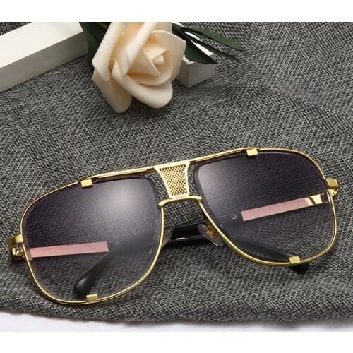 2020 Fashion Metal gradient square frame mens sunglasses brand Design driving sunglasses Vintage sun Glasses oculos de sol 1835