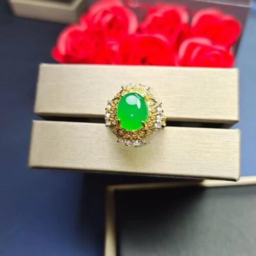 Natural Ice King Green Chalcedony Ring