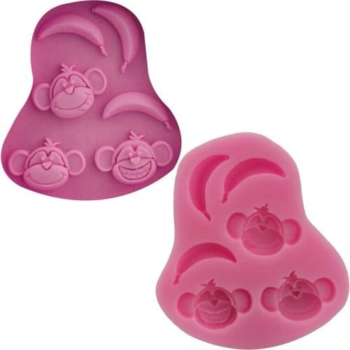 Monkey Banana Silicone Cake Mould DIY Silicone Fondant Cake Decorating Molds Baking Tools Ice Cube Tray Soap Mould