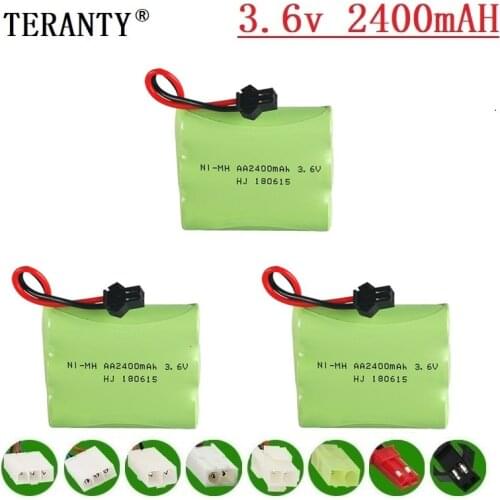 Upgrade 3.6v 2400mah NiMH Battery For Rc Toys Cars Tanks Trucks Robots Guns Boats AA Ni-MH 3.6v Rechargeable Battery Pack 3pcs